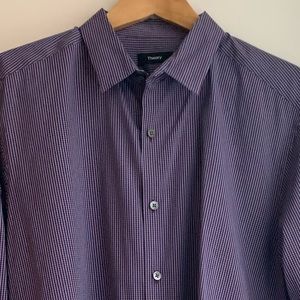 SOLD! Men’s Theory Deep Purple Gingham Long-Sleeve Button-Down Dress Shirt